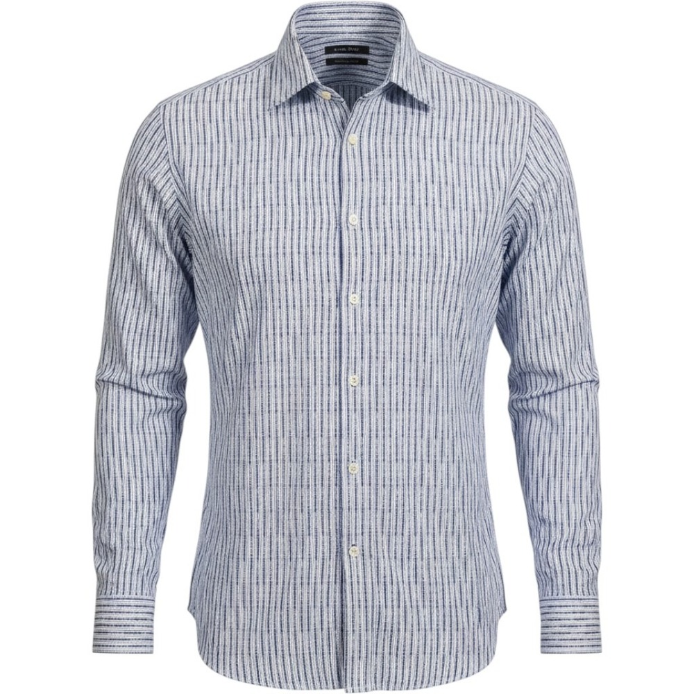 Bugatchi Shirt Mens XL Blue White Shaped Fit Long Sleeve Stripe CS8071L14S